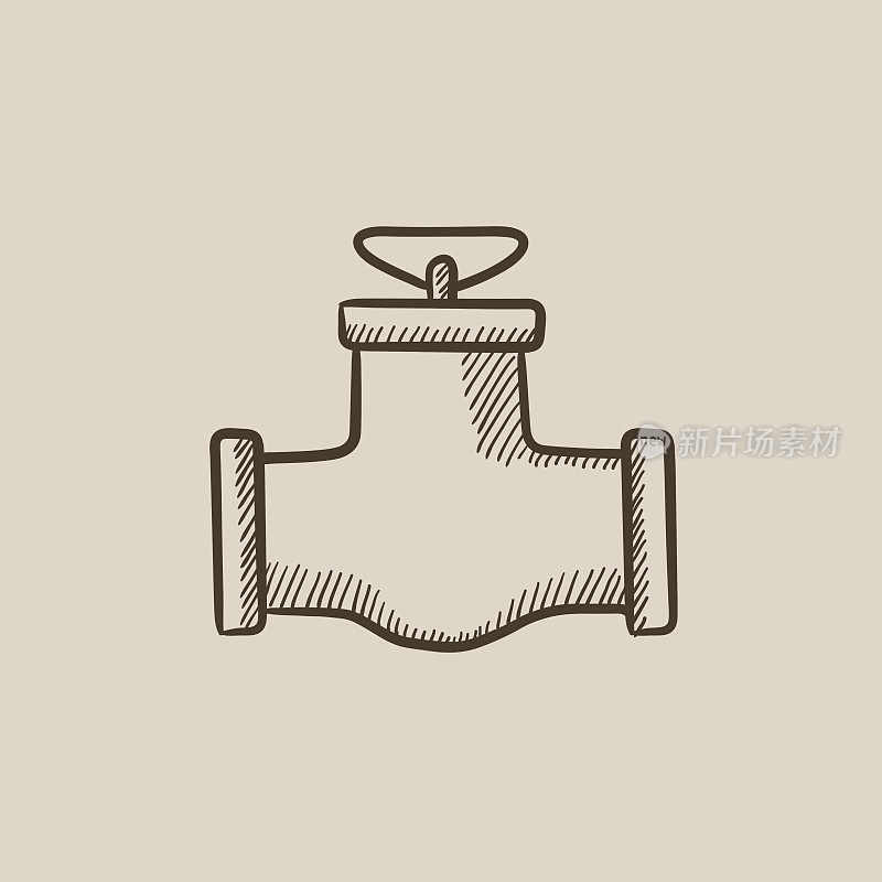 Gas pipe valve sketch icon